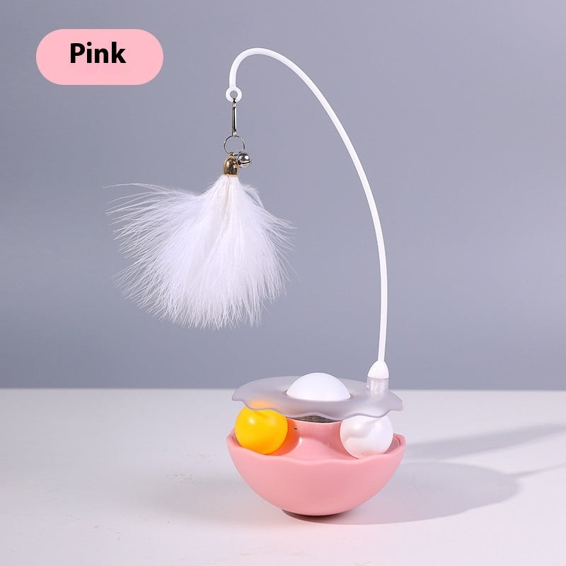 Interactive Cat Tumbler Toy with Feather Teaser