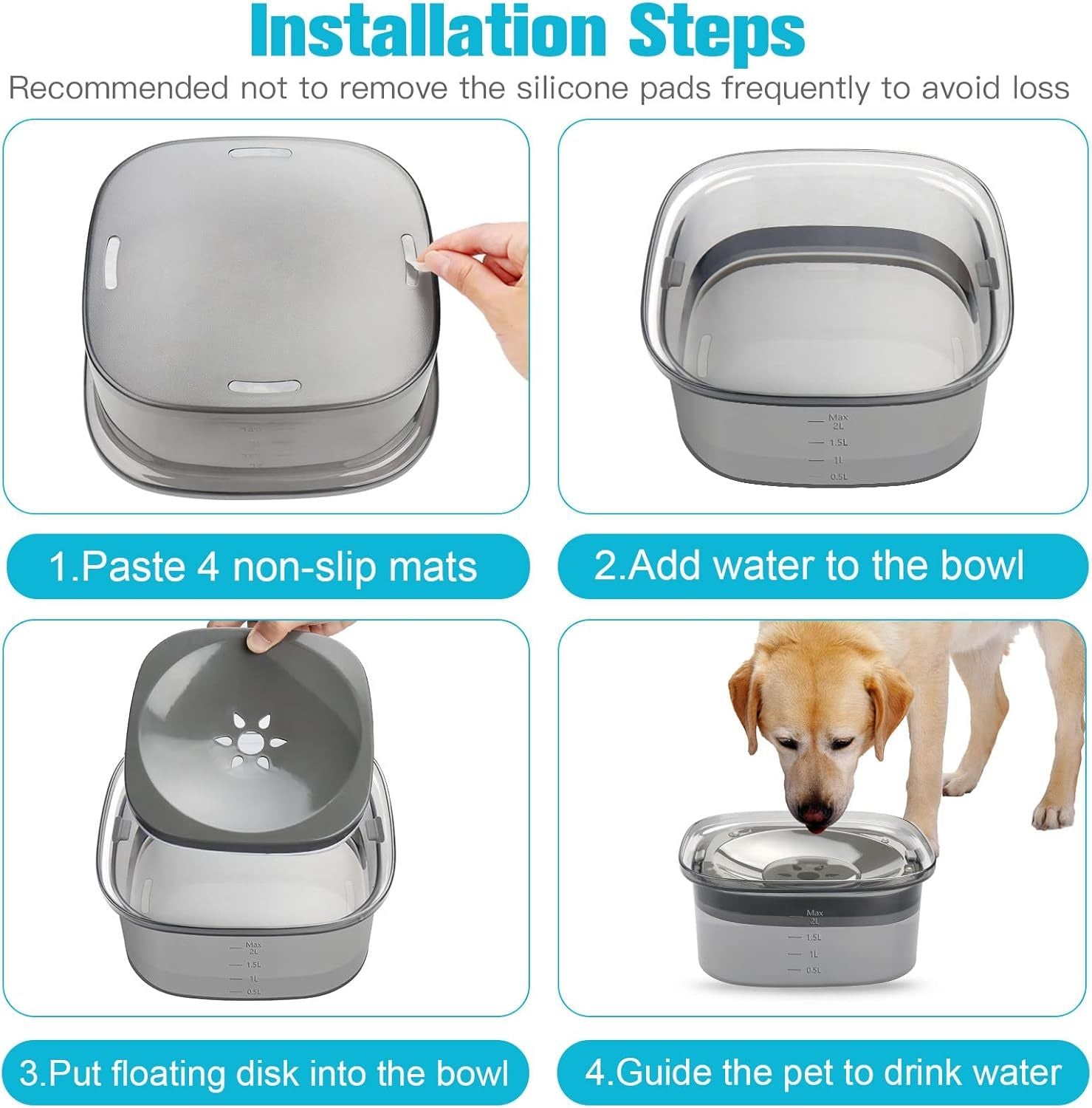 No-Spill Slow Drinking Pet Water Bowl