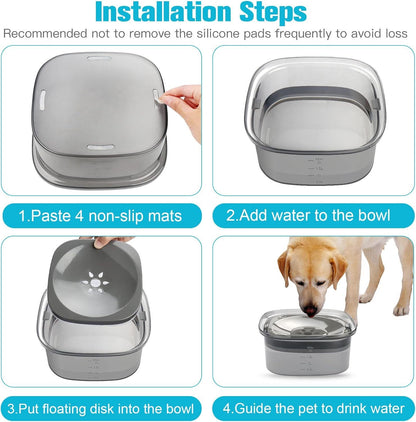 No-Spill Slow Drinking Pet Water Bowl