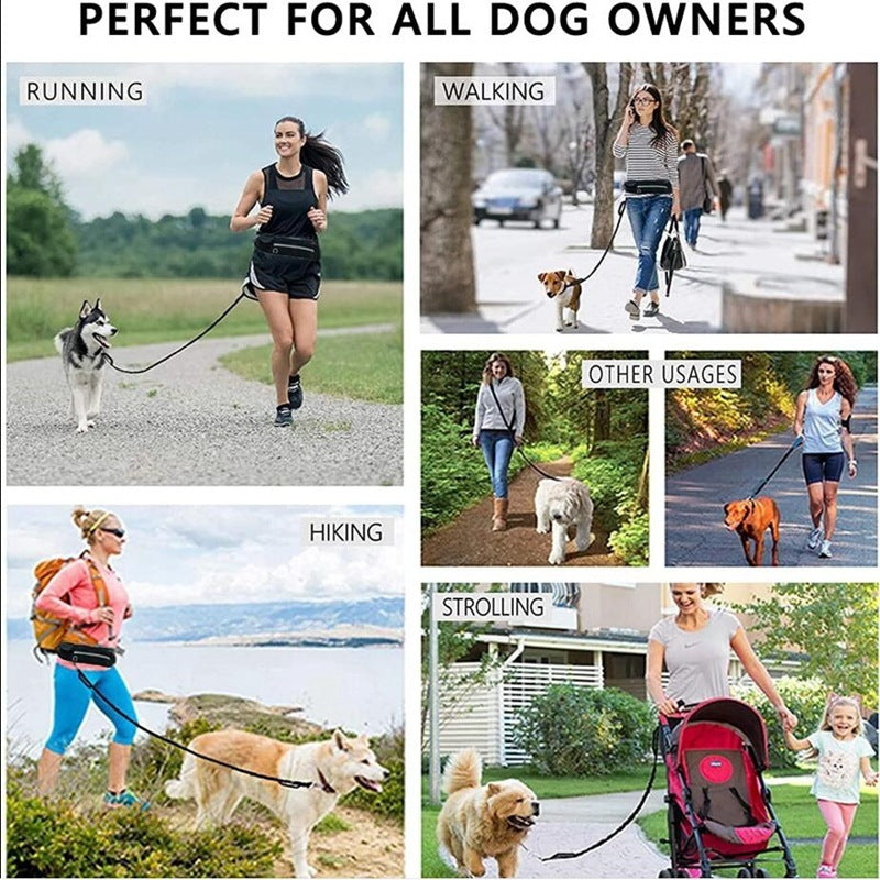 Hands-Free Dog Leash with Waist Belt & Bungee