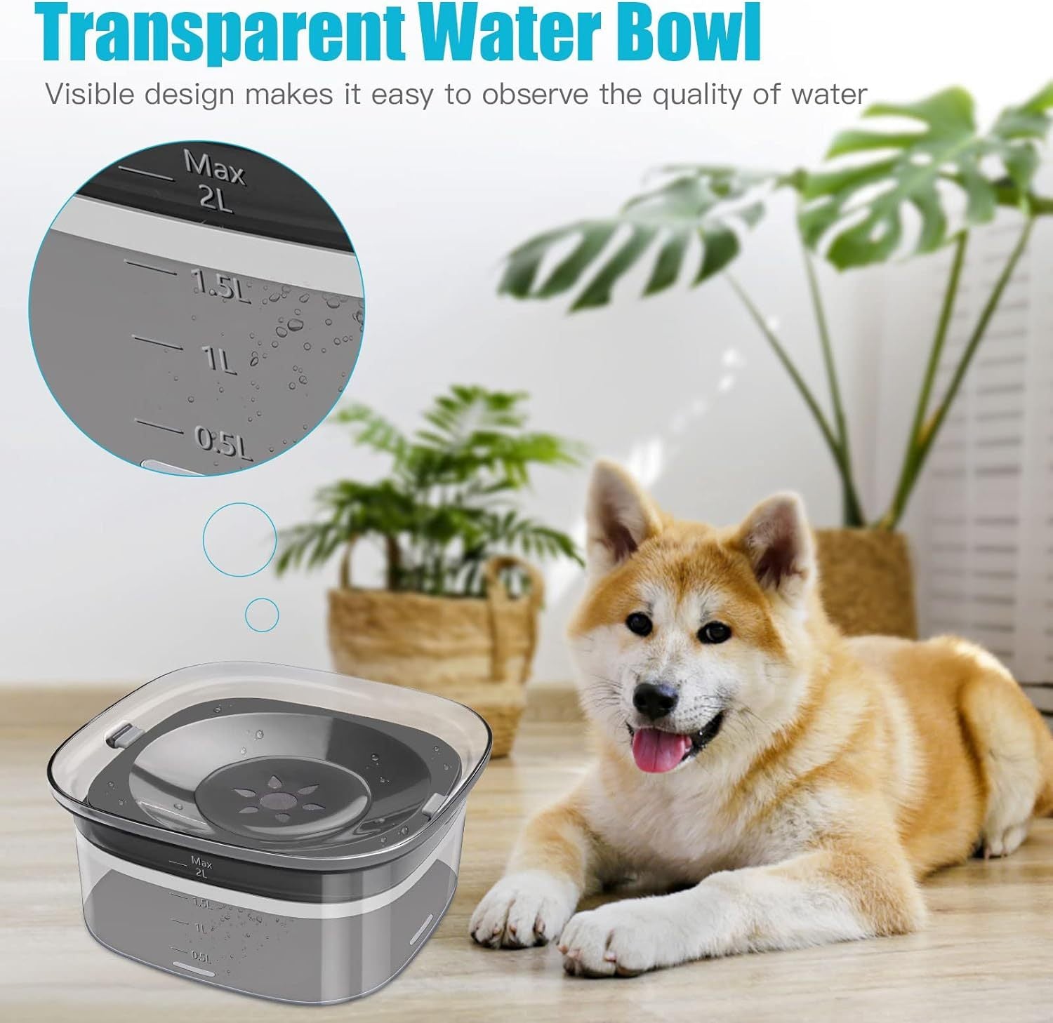 No-Spill Slow Drinking Pet Water Bowl