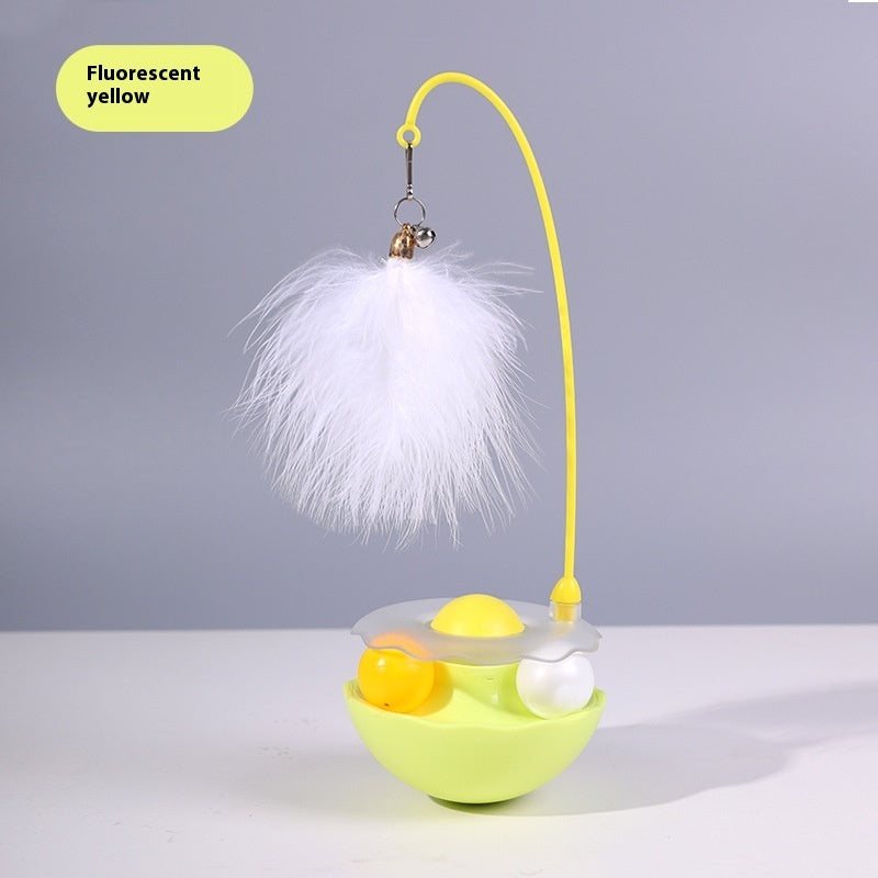 Interactive Cat Tumbler Toy with Feather Teaser