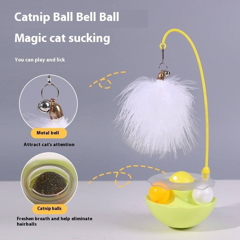 Interactive Cat Tumbler Toy with Feather Teaser