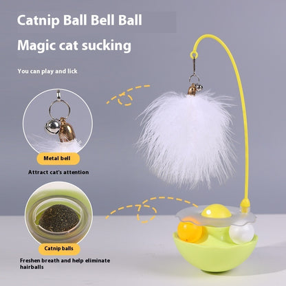 Interactive Cat Tumbler Toy with Feather Teaser