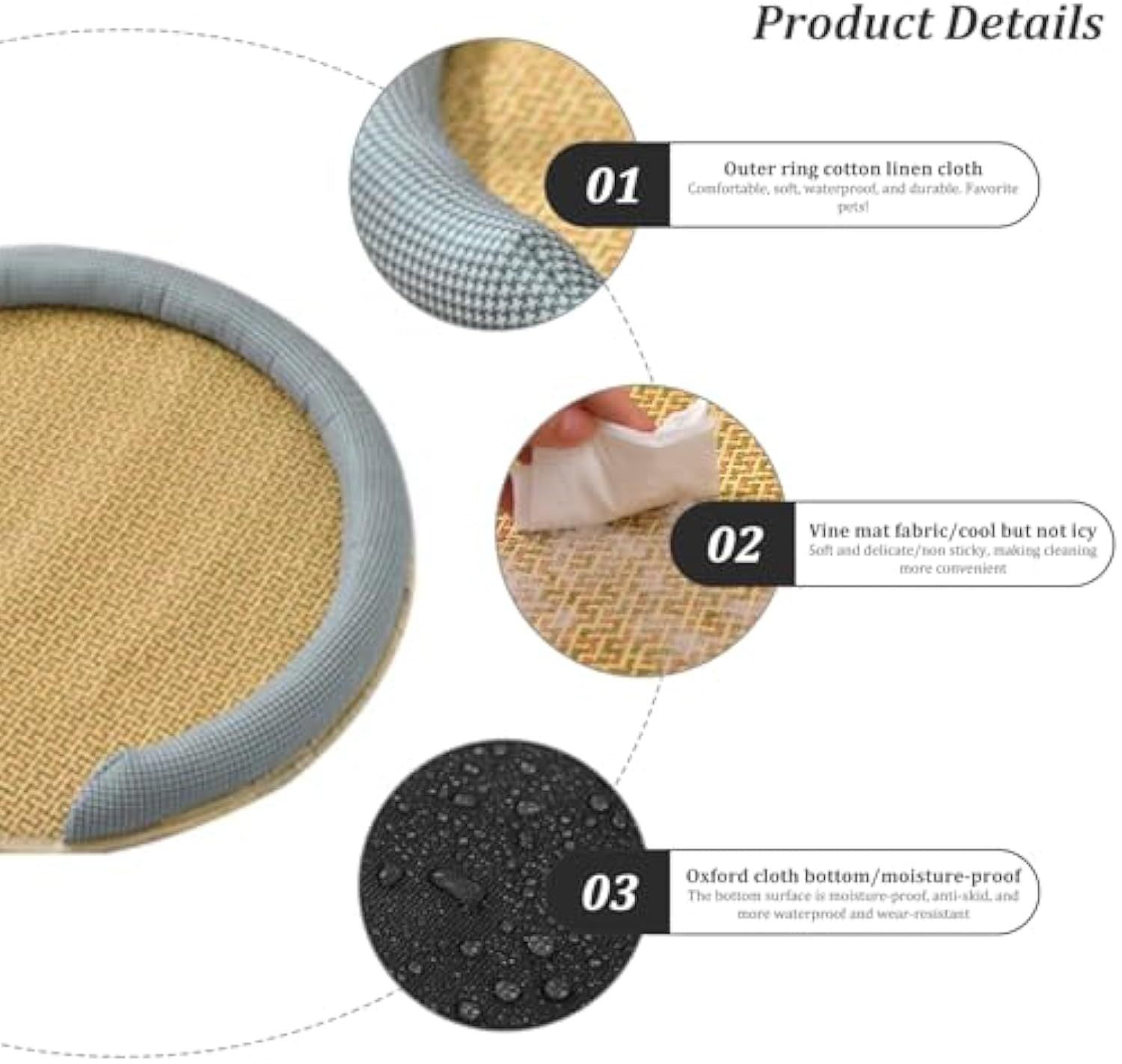 Rattan Cooling Mat Bed for Cats and Dogs