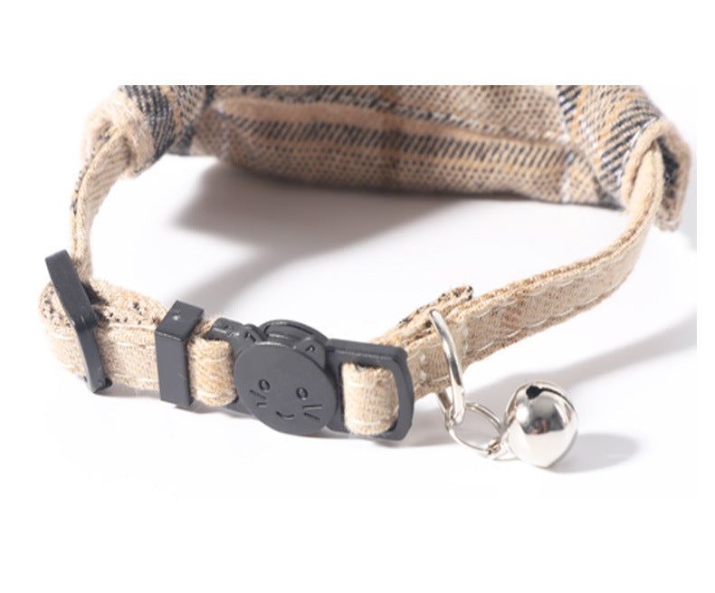Plaid Bow Tie Cat Collar with Bandana Scarf