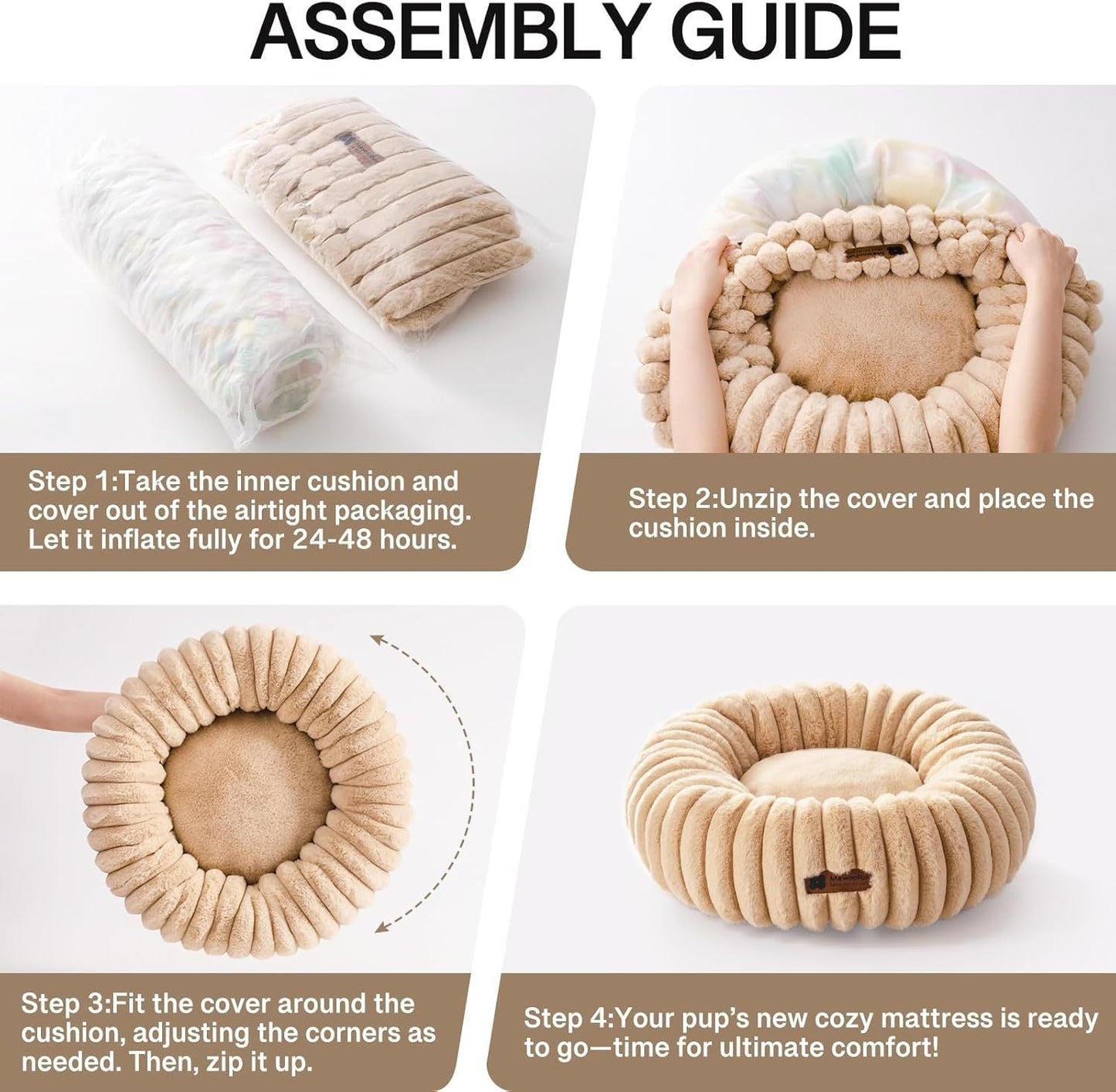 Fluffy Donut Calming Pet Bed