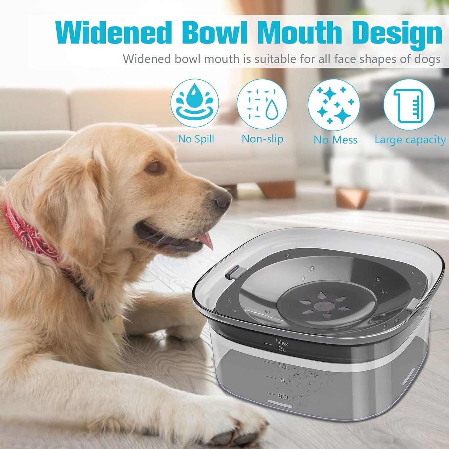 No-Spill Slow Drinking Pet Water Bowl