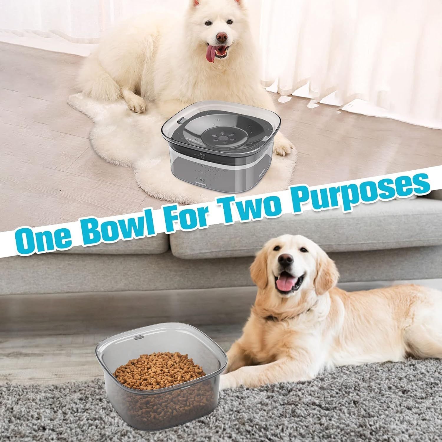 No-Spill Slow Drinking Pet Water Bowl